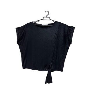 NEW! Rebecca Minkoff Black Foil Short Sleeve Front Know Shirt Blouse Women's XL